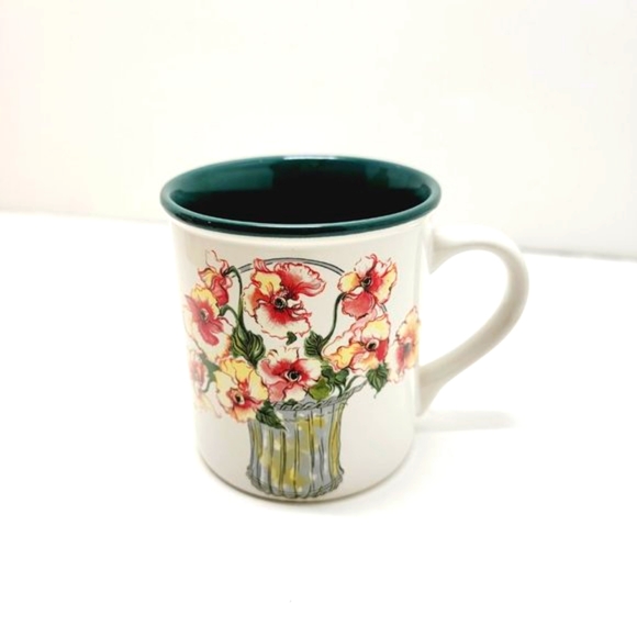 Vintage 1991 Polpourri Press  Pansy Bouquet Christina Flower Mug Unused - Picture 2 of 8